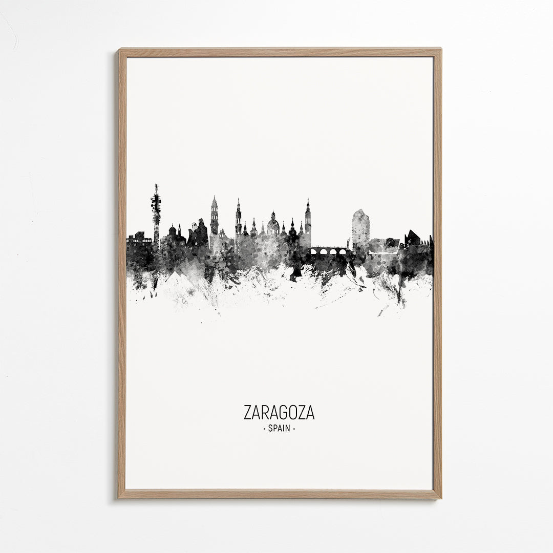 Zaragoza Skyline en blanco y negro