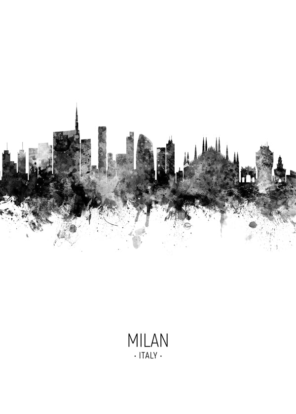 Milan Skyline en blanco y negro