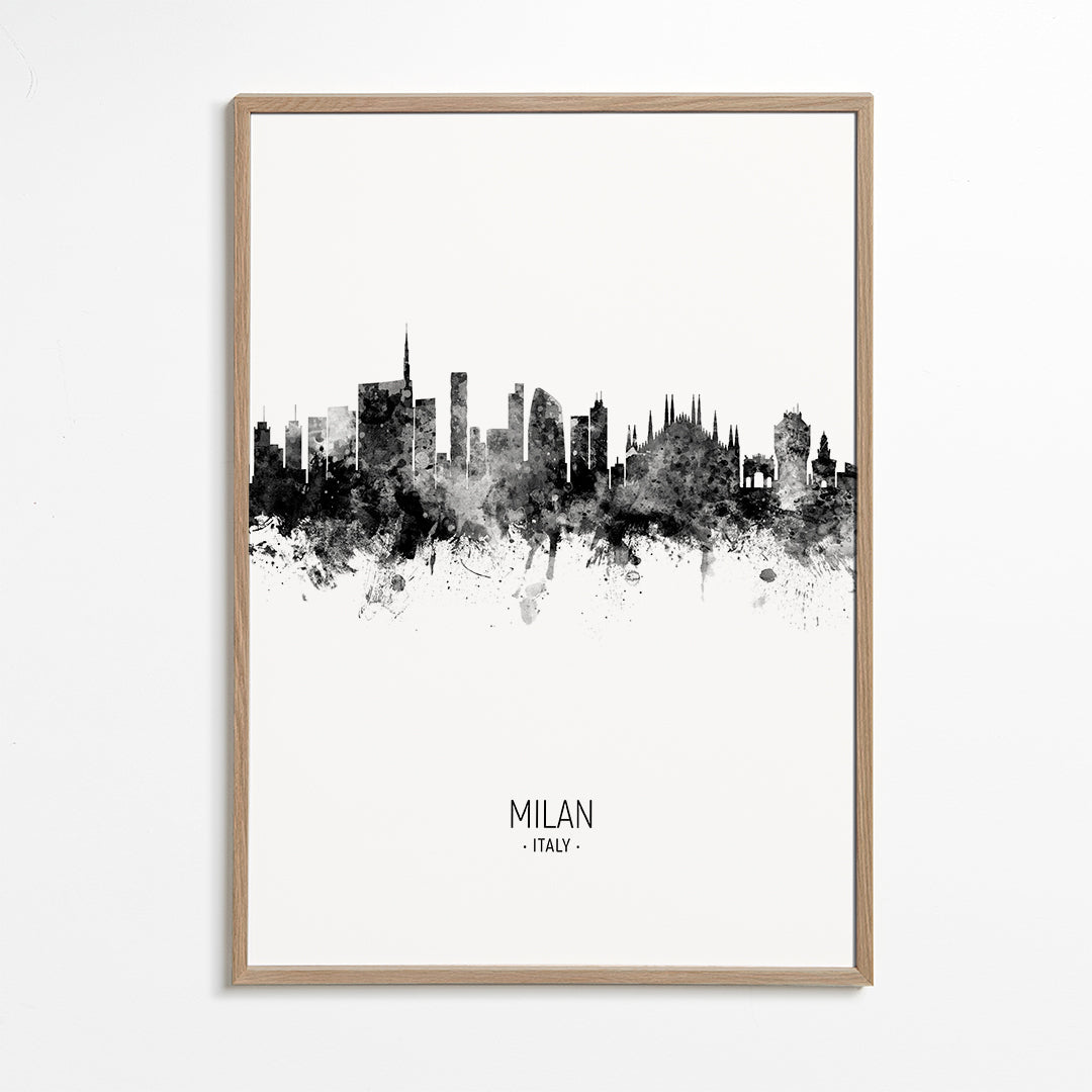 Milan Skyline en blanco y negro