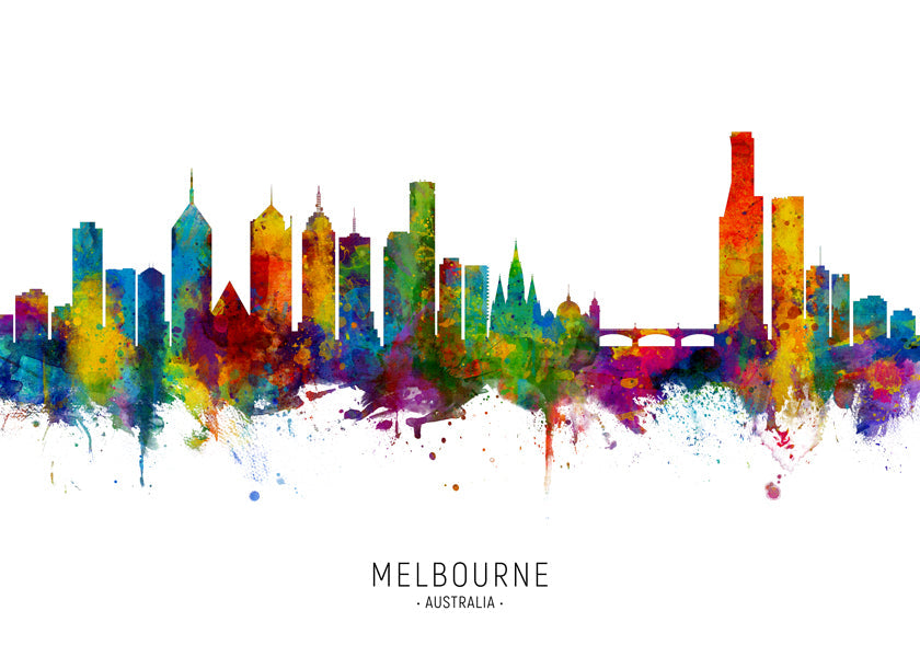 Melbourne Skyline multicolor