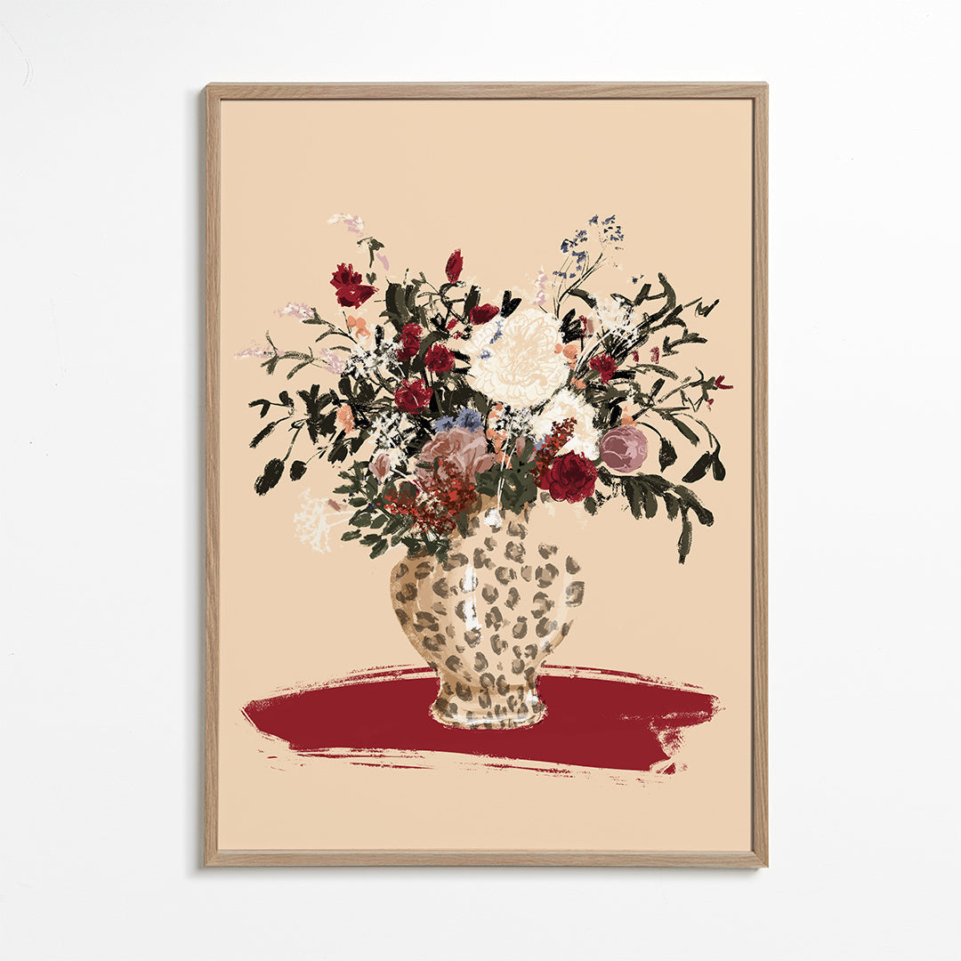 Flowers in a leopard vase
