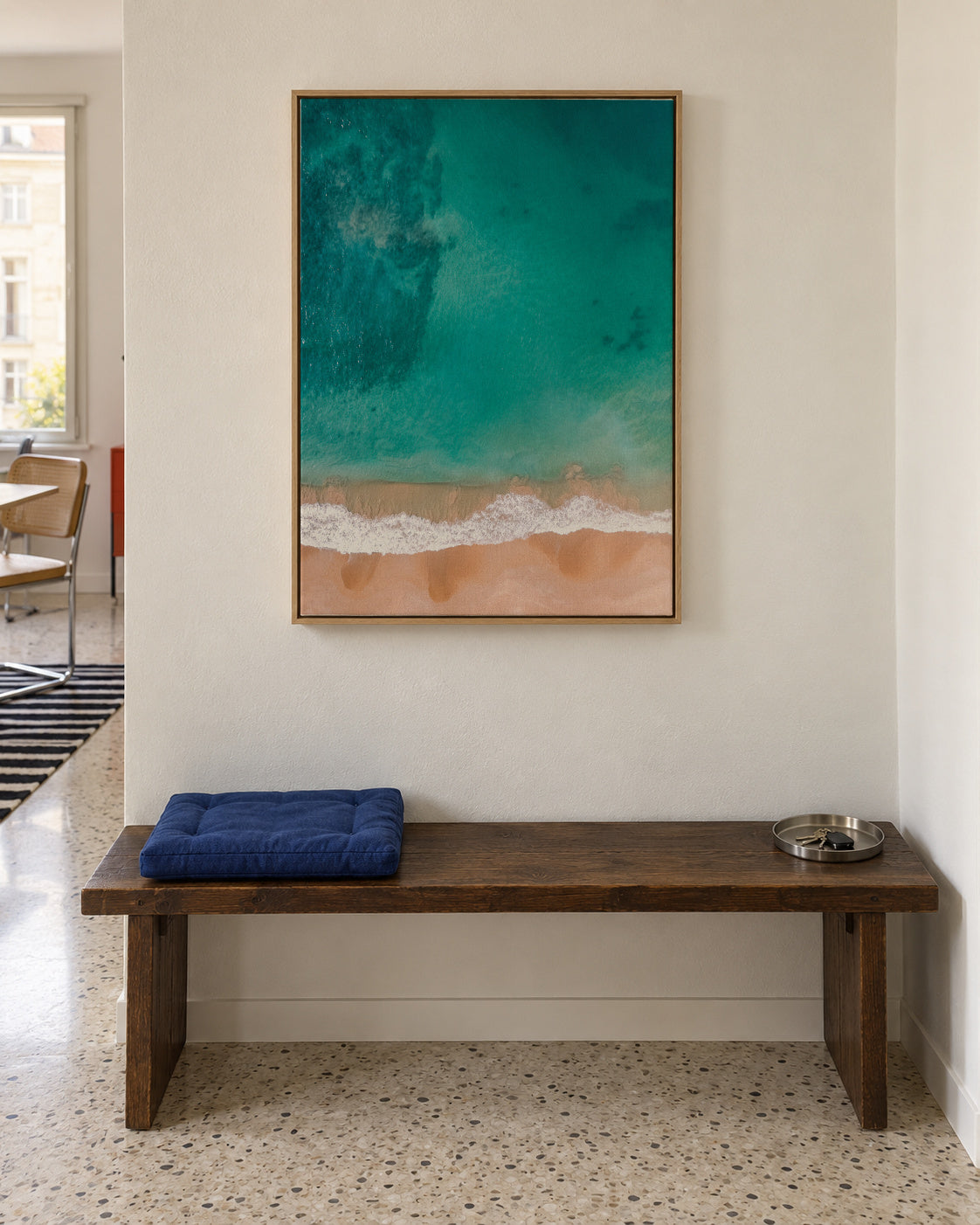 Seaside airview - Framed canvas in an interior