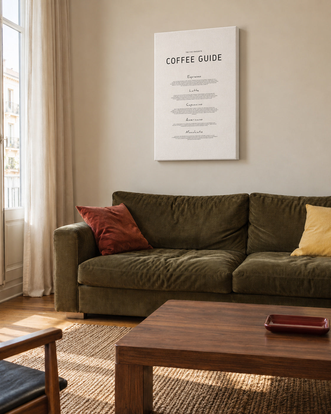 Coffee guide - Unframed canvas in an interior