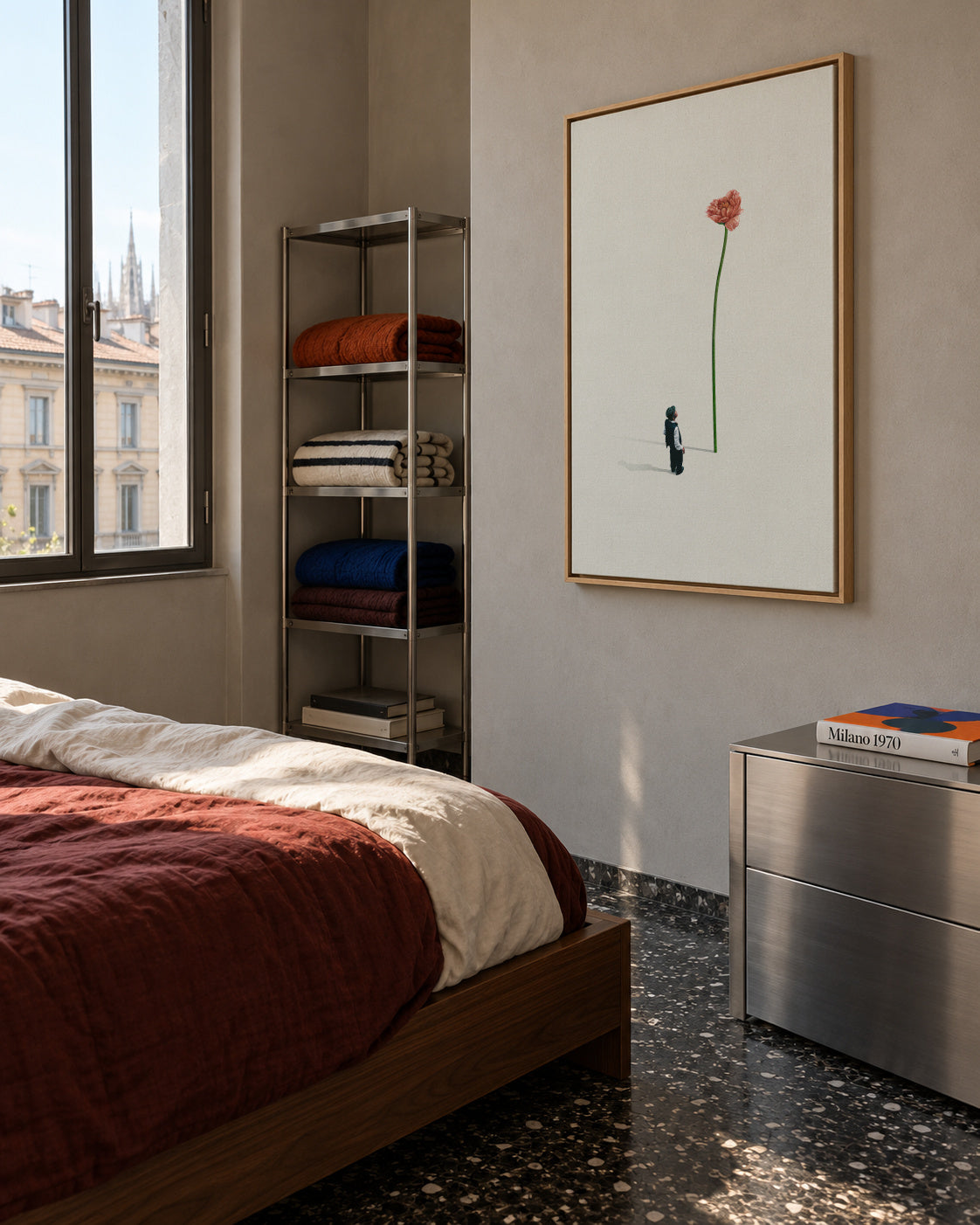 A quiet friend - Framed canvas in an interior