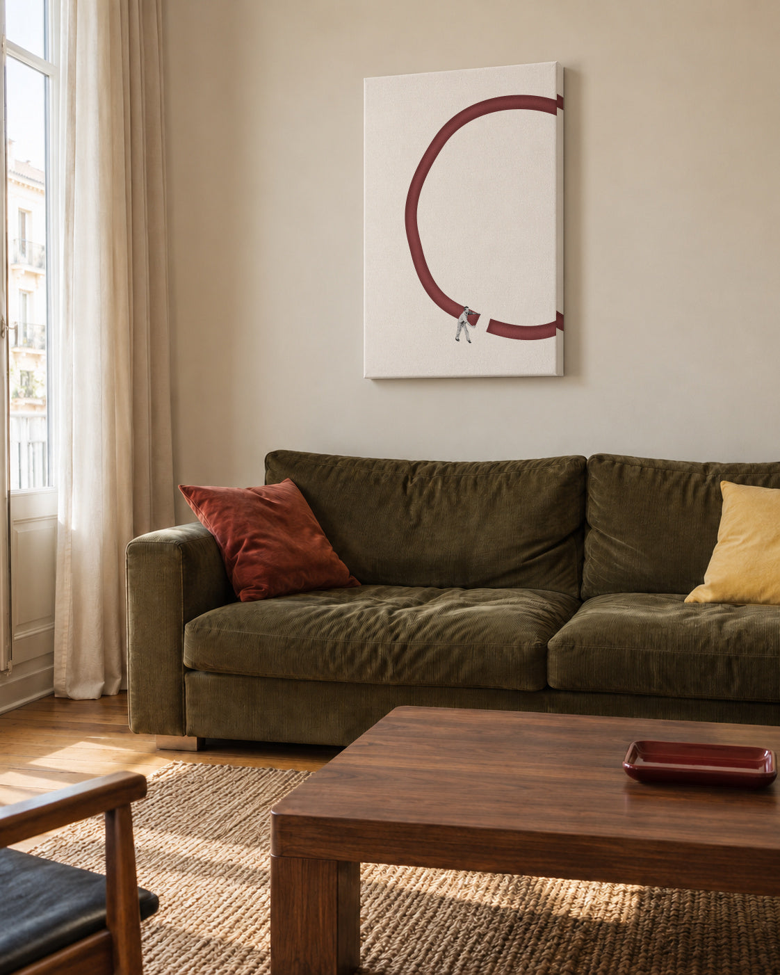 Let's reconnect - Unframed canvas in an interior
