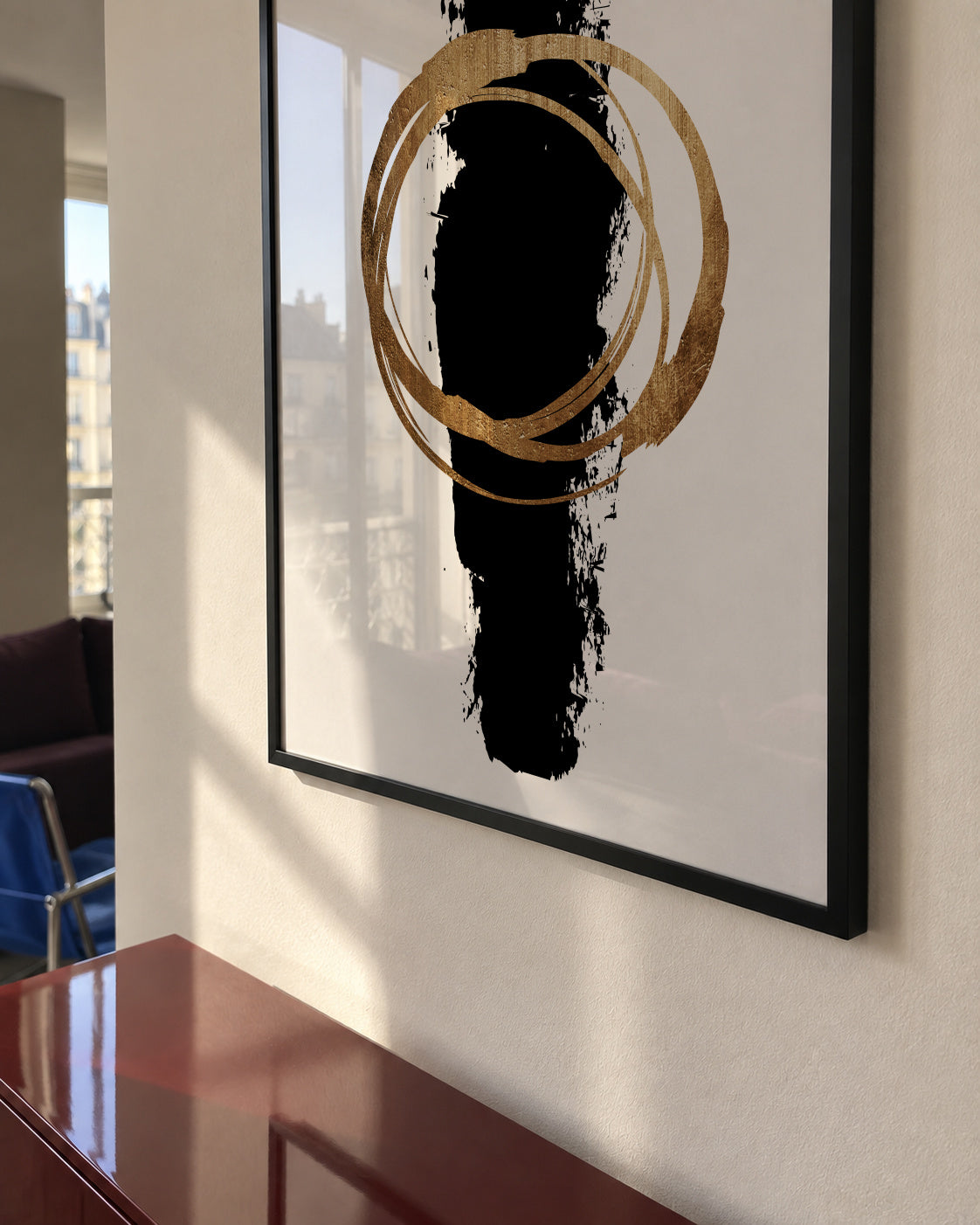 Circle and line - Framed poster in an interior