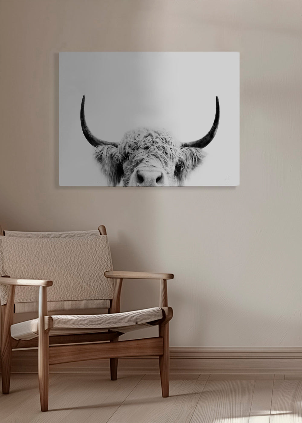 Peeking cow BW