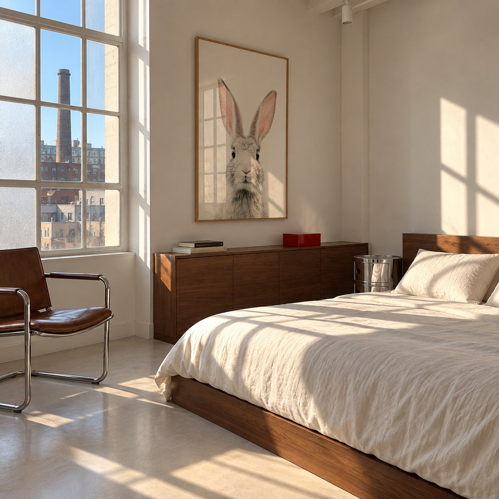 Bunny face - Framed poster in an interior