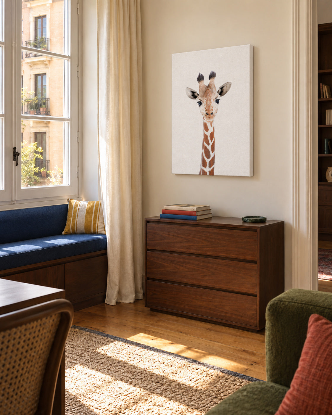 Baby Giraffe - Unframed canvas in an interior