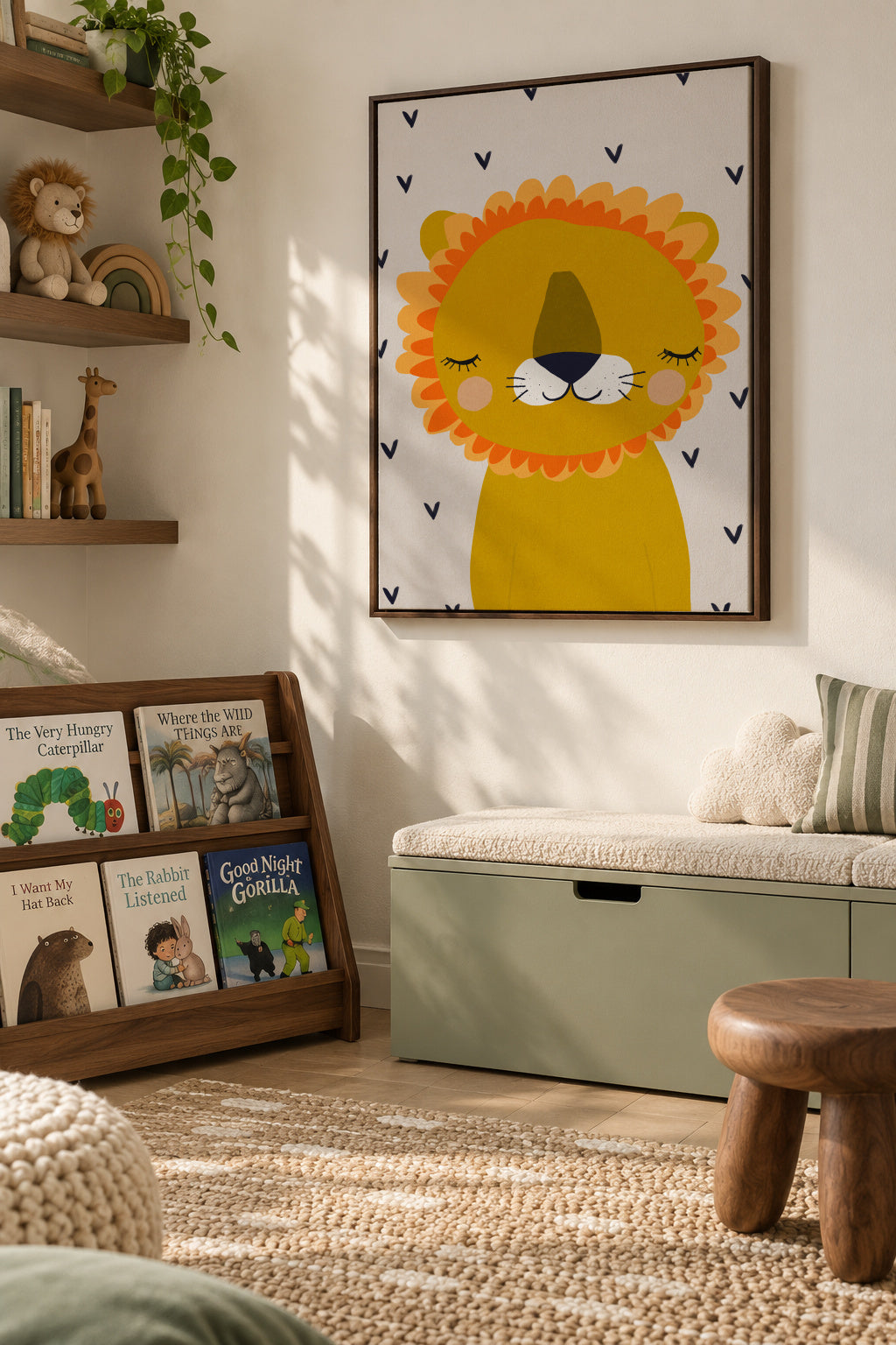 Little lion - Framed canvas in an interior
