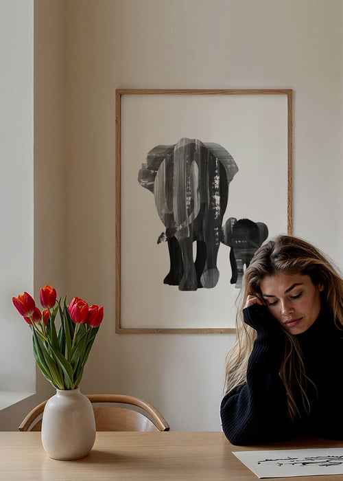 A walk together (black and white) - Framed poster in an interior