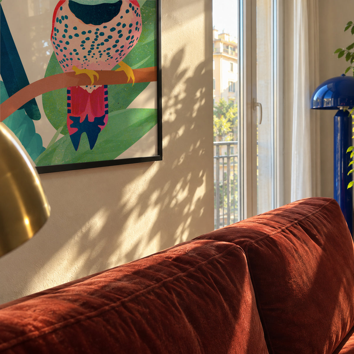 Birds of spring - Framed poster in an interior