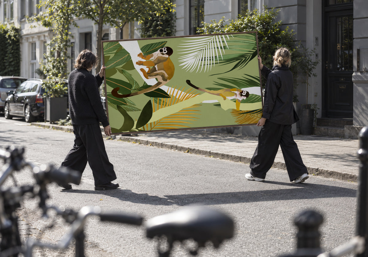 Monkey Friends - Framed canvas in an interior