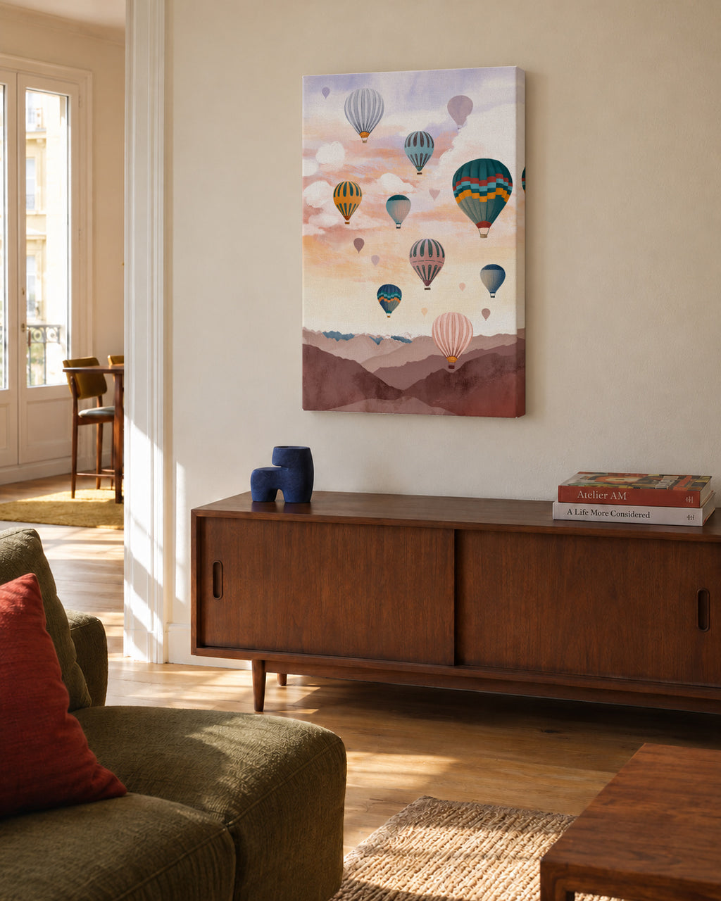 Airballoon Sky - Unframed canvas in an interior