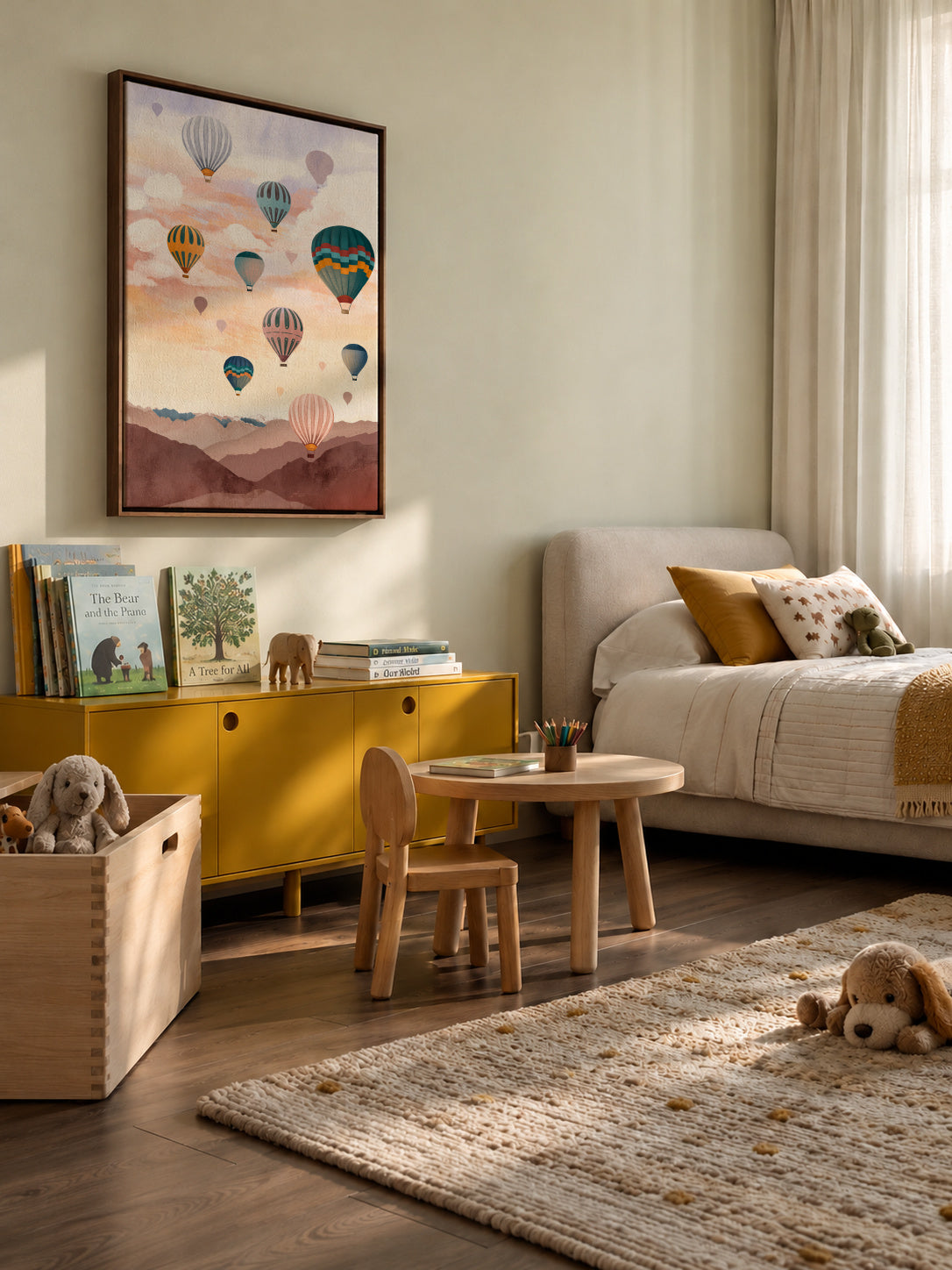 Airballoon Sky - Framed canvas in an interior