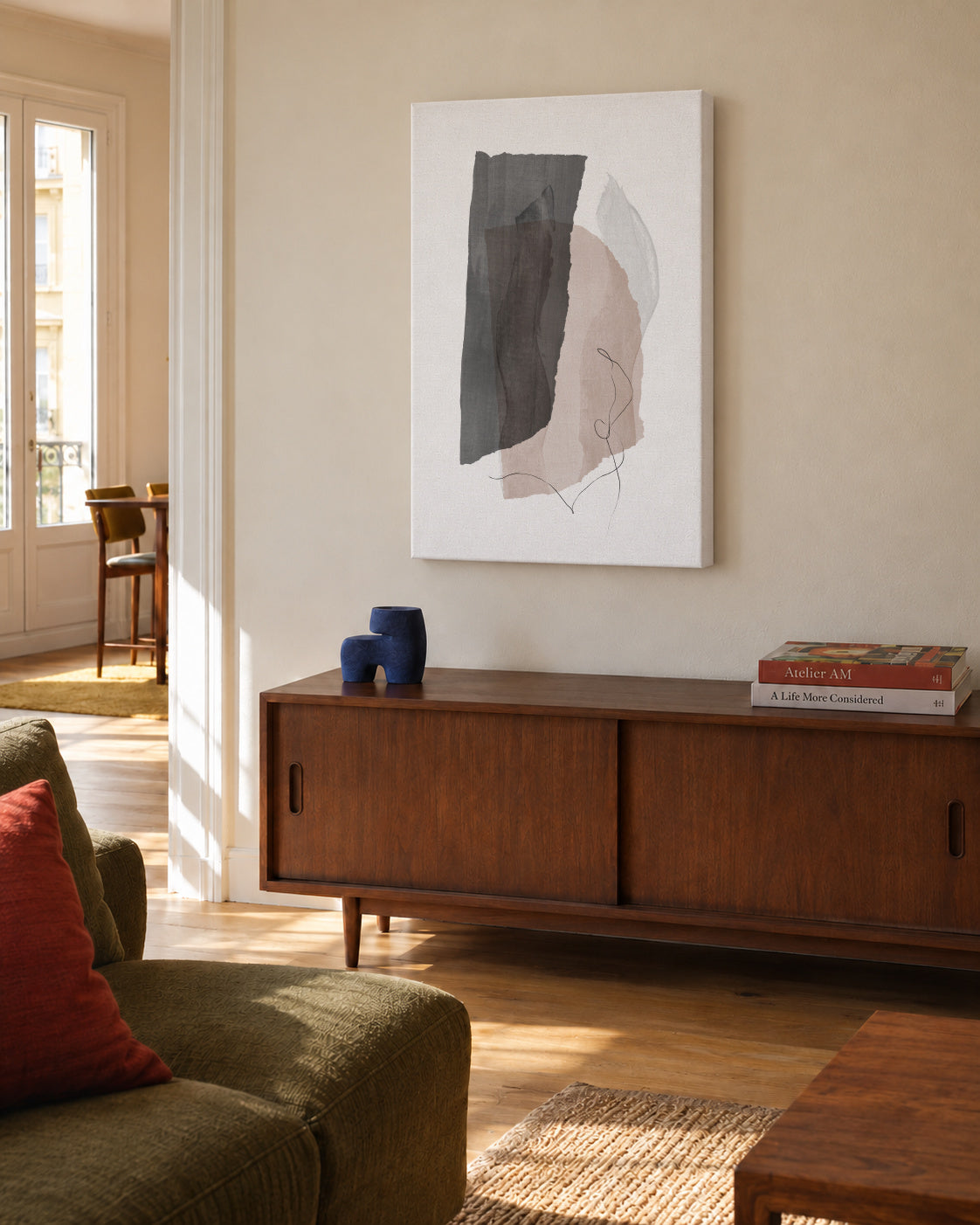 Abstract N 36 - Grey - Unframed canvas in an interior