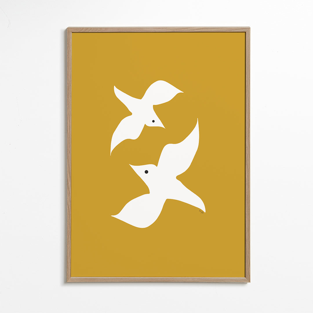 Love birds in mustard