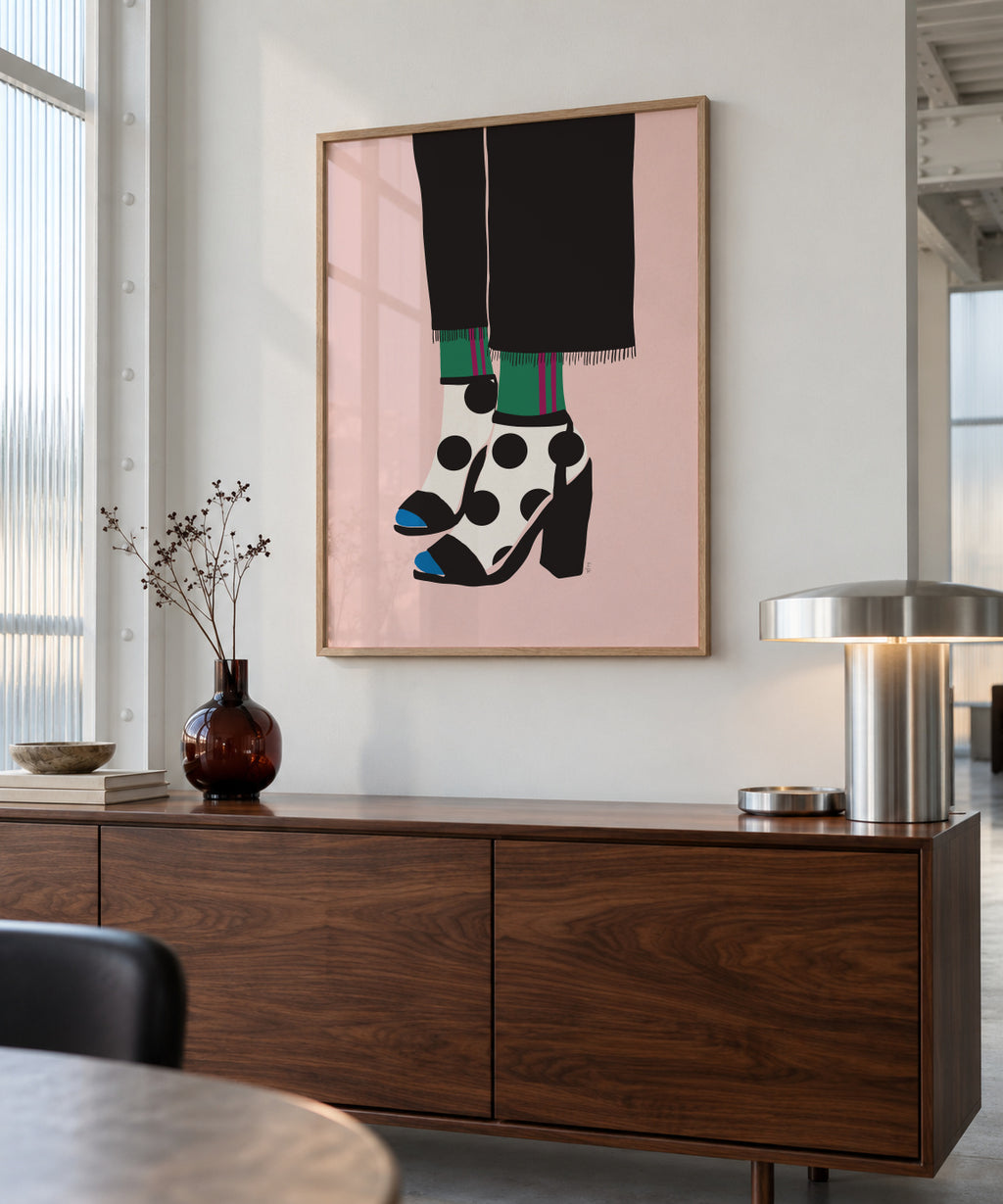 Socks and heels - Framed poster in an interior
