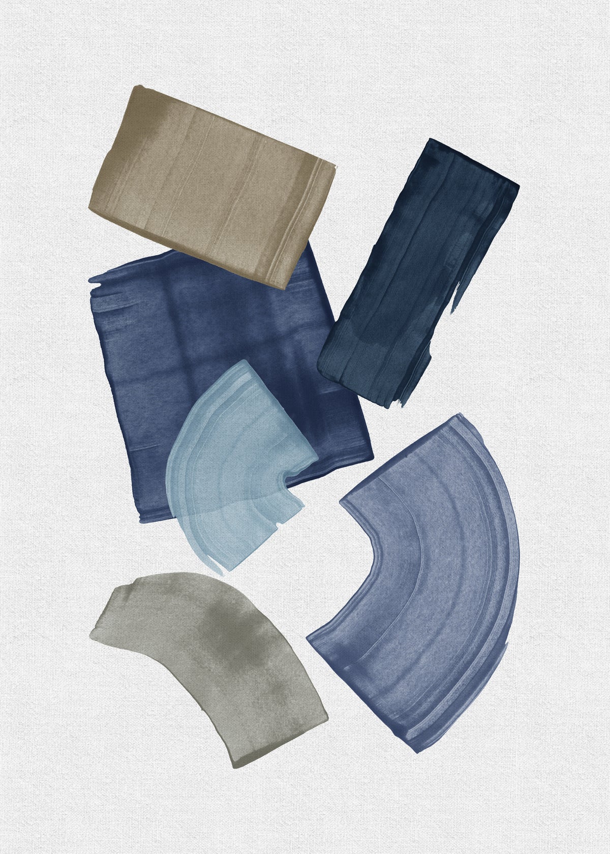 Blue & Brown Paint Blocks - Unframed art print