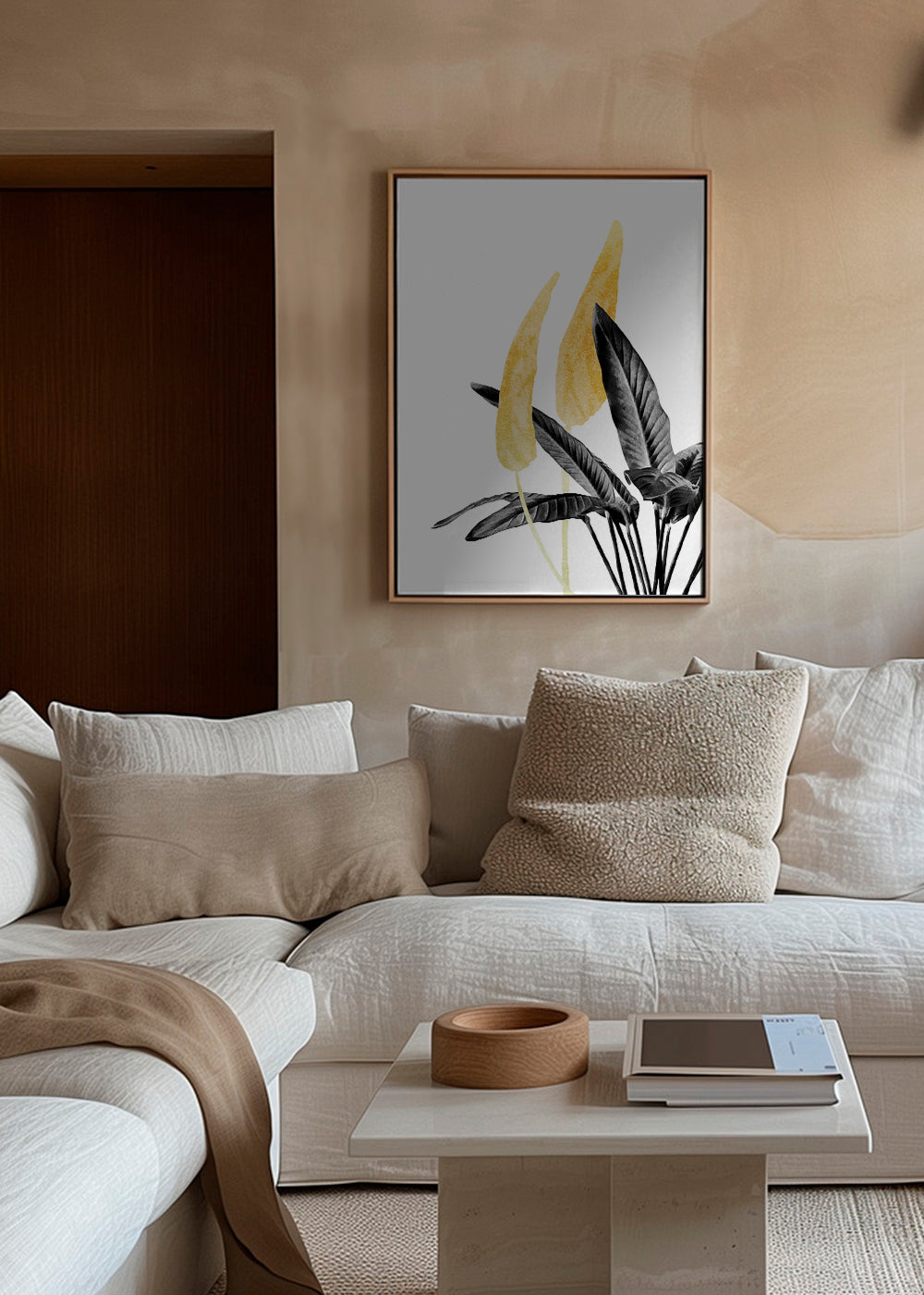 Bird of Paradise Plant Black, White and Gold 01