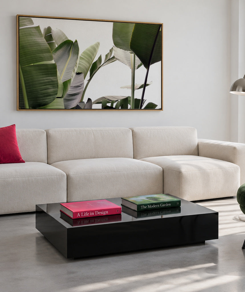 Travellers Palm Leaves 01 - Framed canvas in an interior