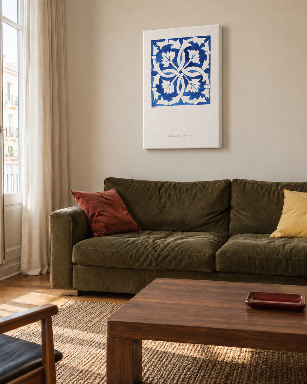 Tile Sevilla blue - Unframed canvas in an interior