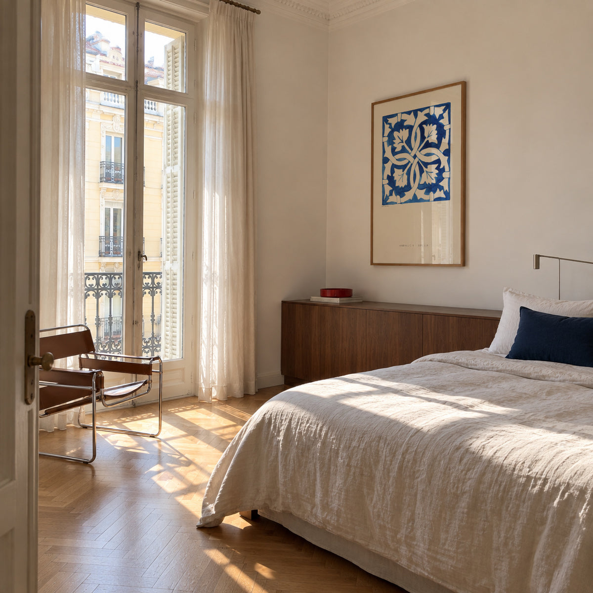 Tile Sevilla blue - Framed poster in an interior