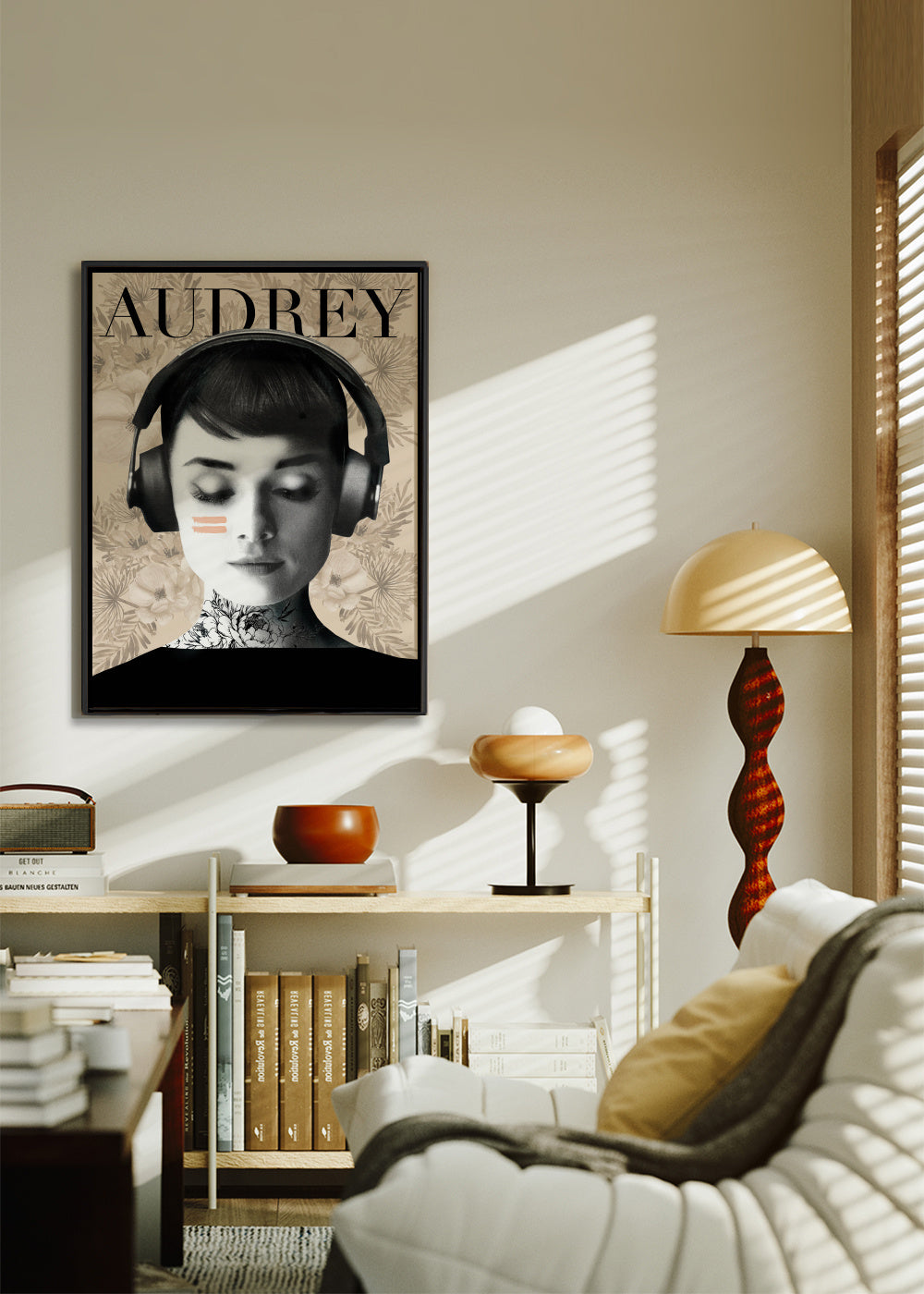 Audrey headphones - Framed canvas in an interior