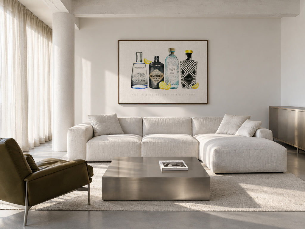 Gin lemons - Framed canvas in an interior