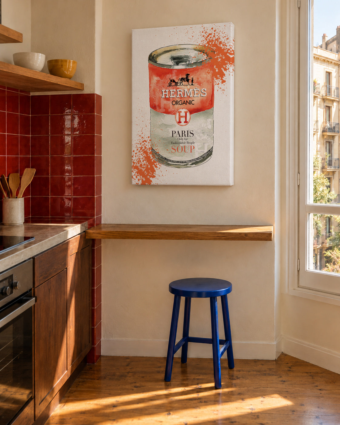 Hermes Soup - Unframed canvas in an interior