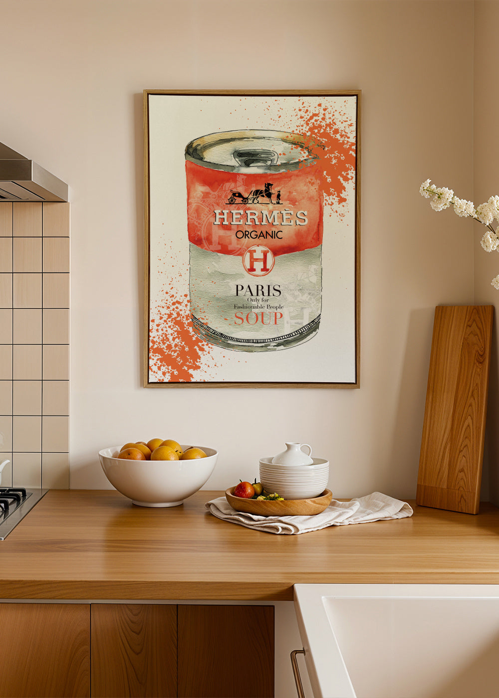 Hermes Soup - Framed canvas in an interior
