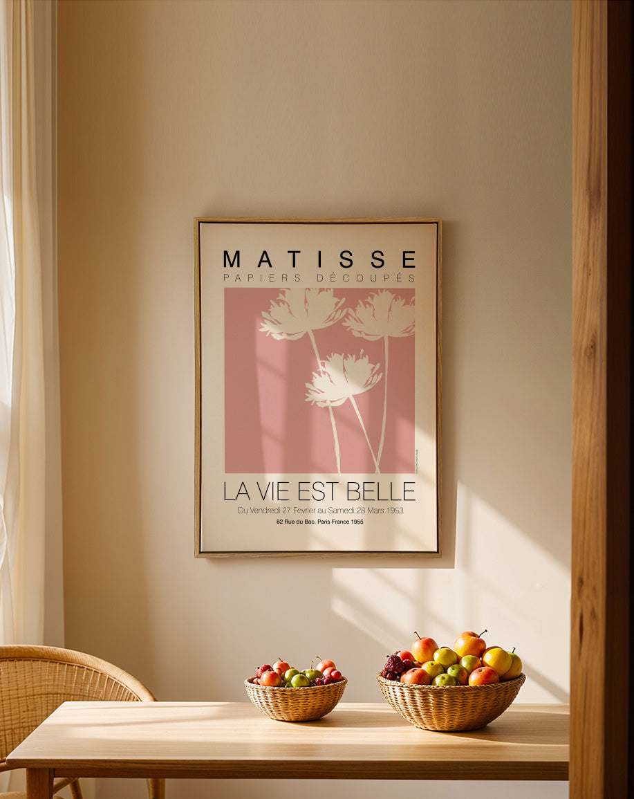 Matisse La Vie Est Belle Pink - Framed canvas in an interior