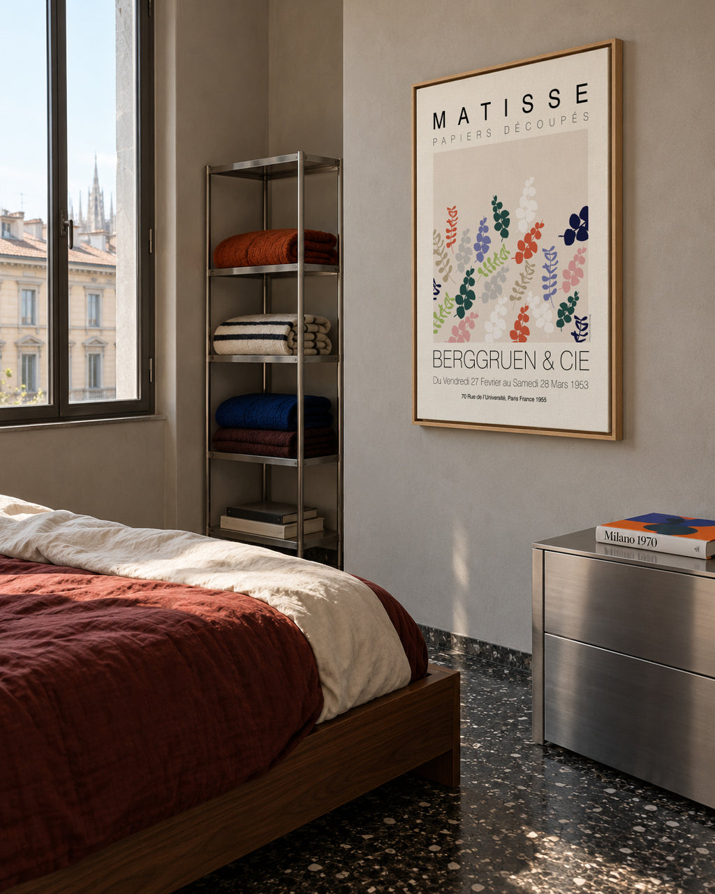 Matisse Multi Clrd Leaves - Framed canvas in an interior