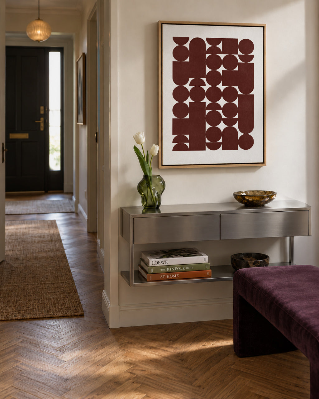 Retro Geometric Pattern - Framed canvas in an interior