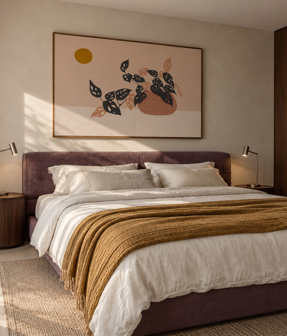 Monkey Mask Plant - Framed canvas in an interior