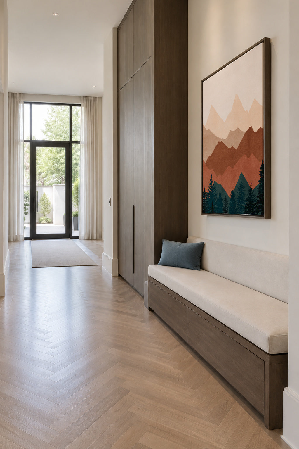 Sunset Peaks 1 - Framed canvas in an interior