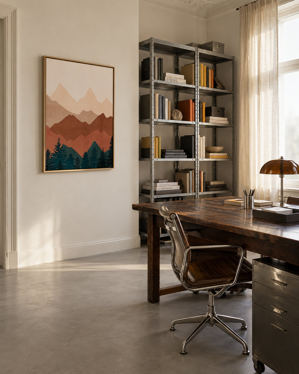 Sunset Peaks 1 - Framed canvas in an interior