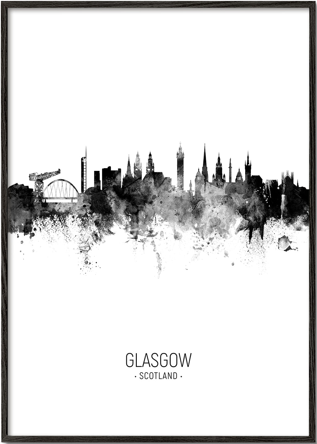Glasgow Skyline en blanco y negro