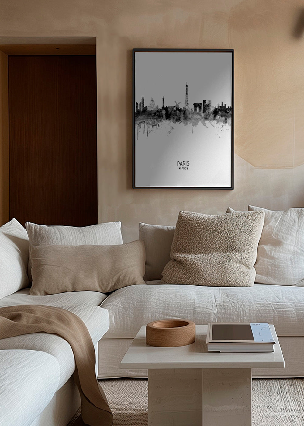 Paris Skyline en blanco y negro