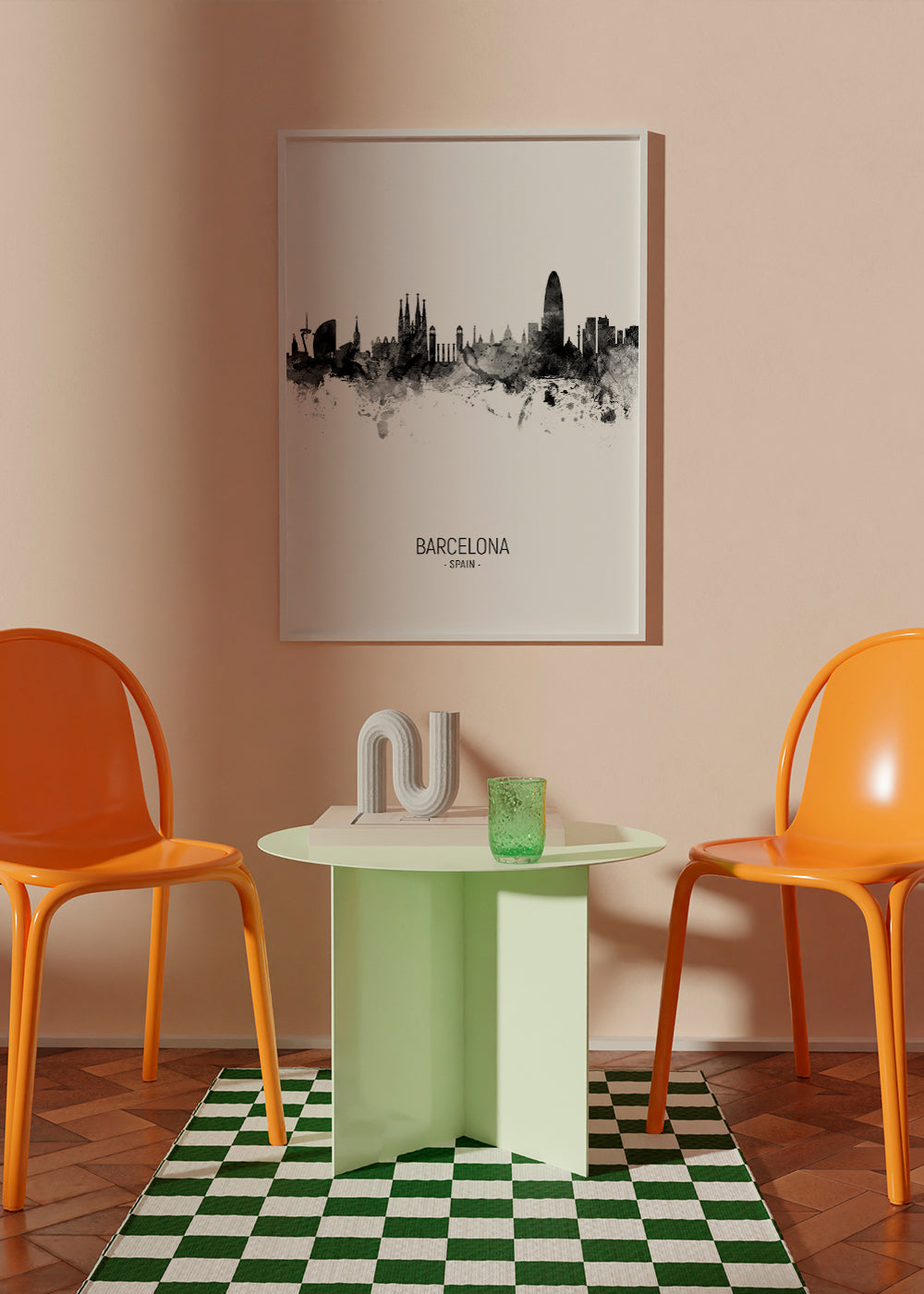 Barcelona Skyline en blanco y negro