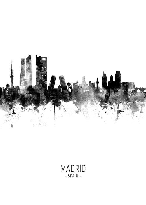 Madrid Skyline en blanco y negro - Unframed art print