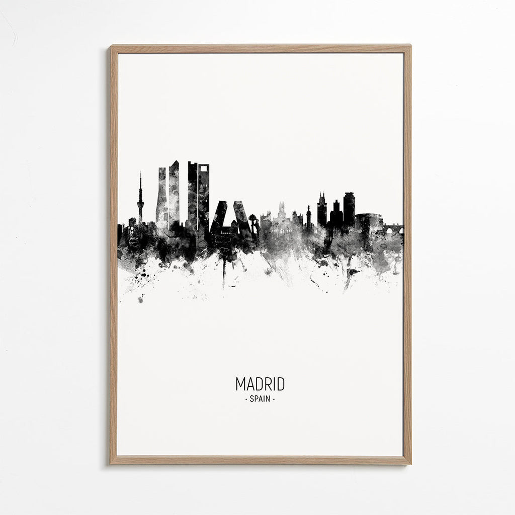 Madrid Skyline en blanco y negro
