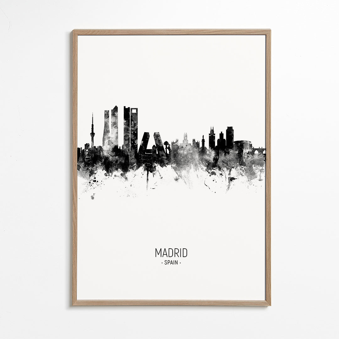 Madrid Skyline en blanco y negro