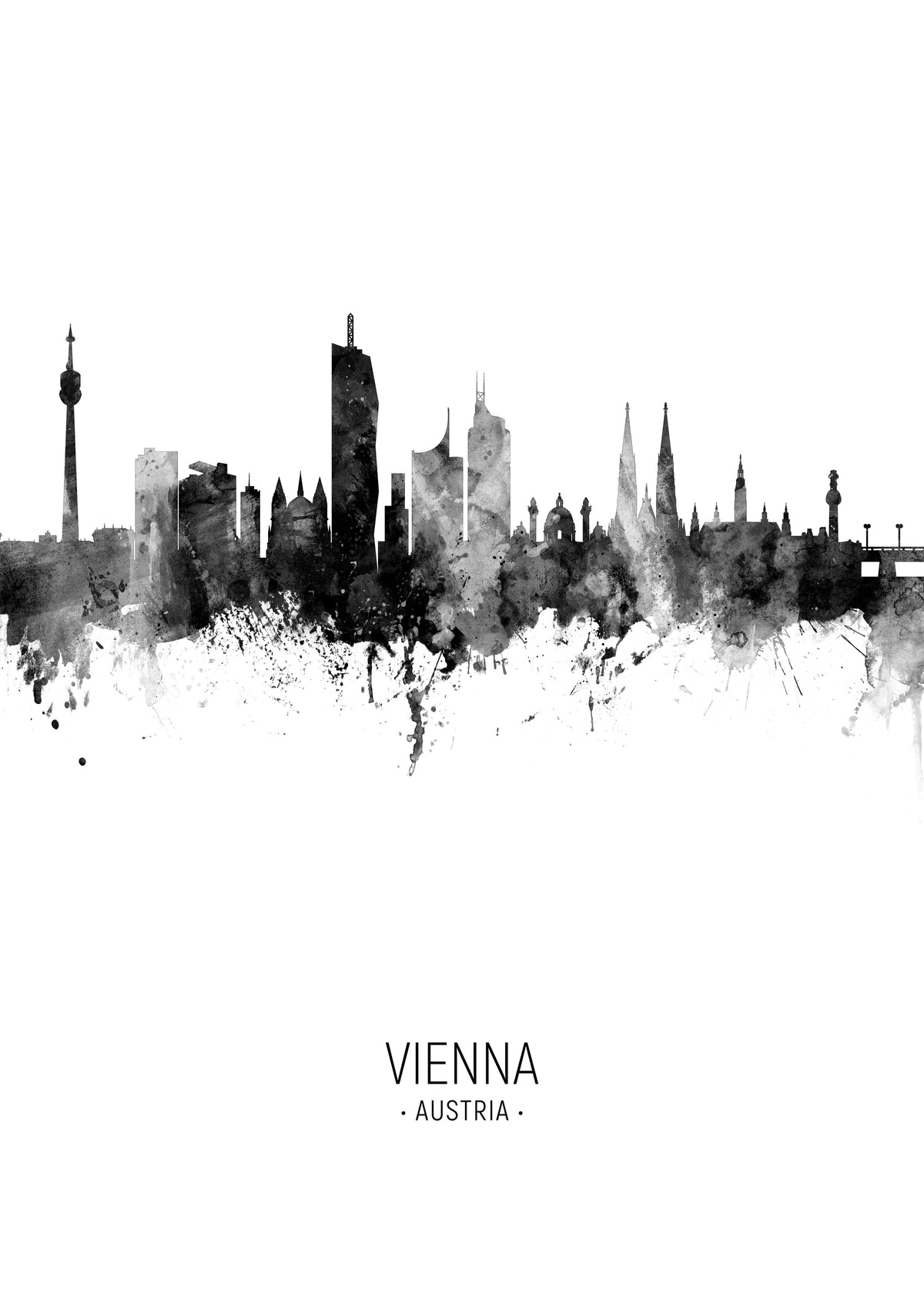 Vienna Skyline en blanco y negro - Unframed art print