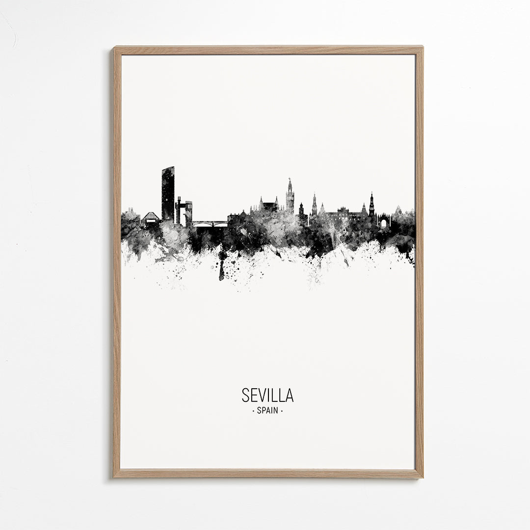 Sevilla Skyline en blanco y negro
