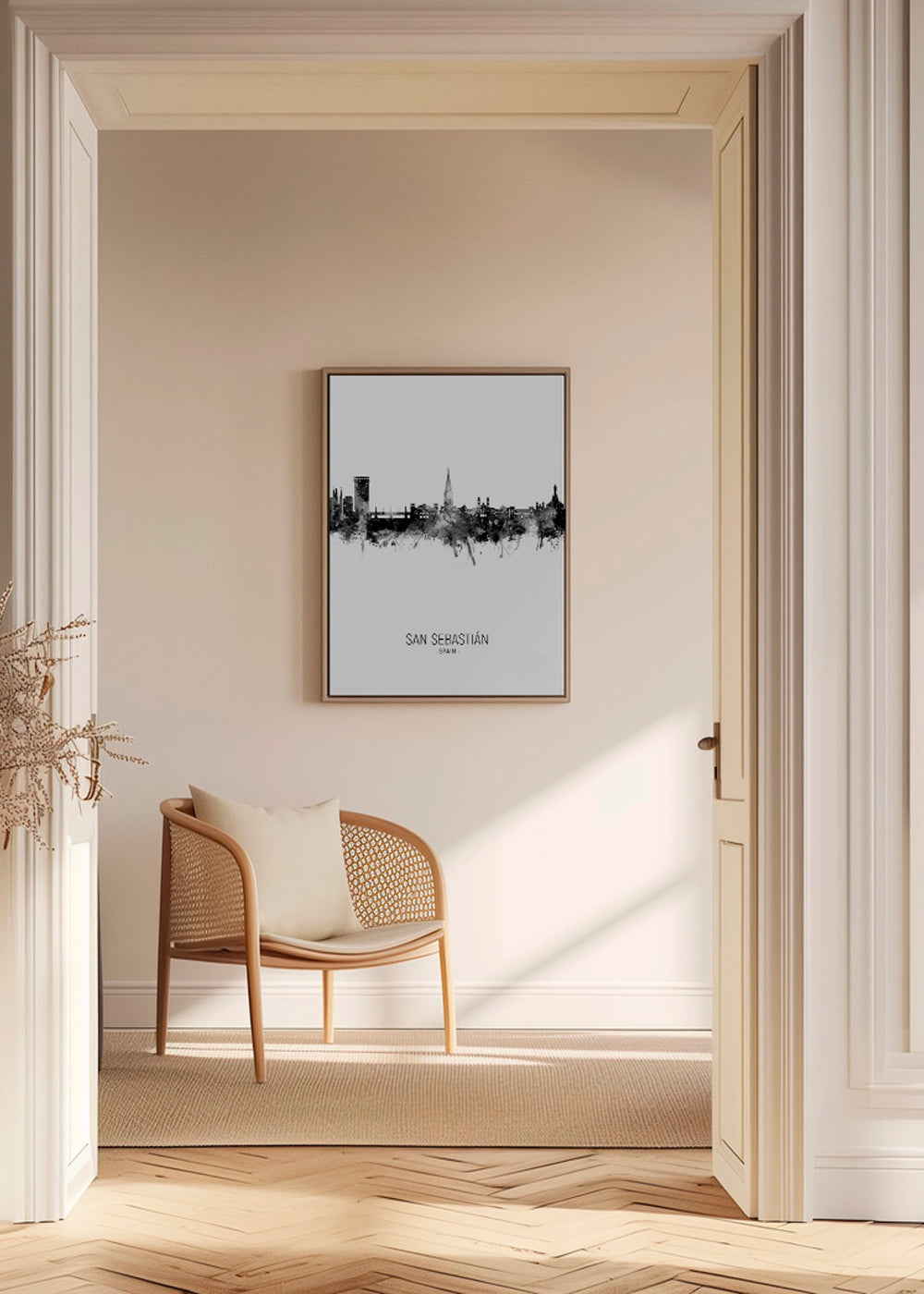 San Sebastián Skyline en blanco y negro