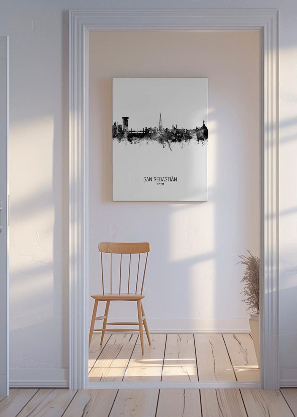 San Sebastián Skyline en blanco y negro