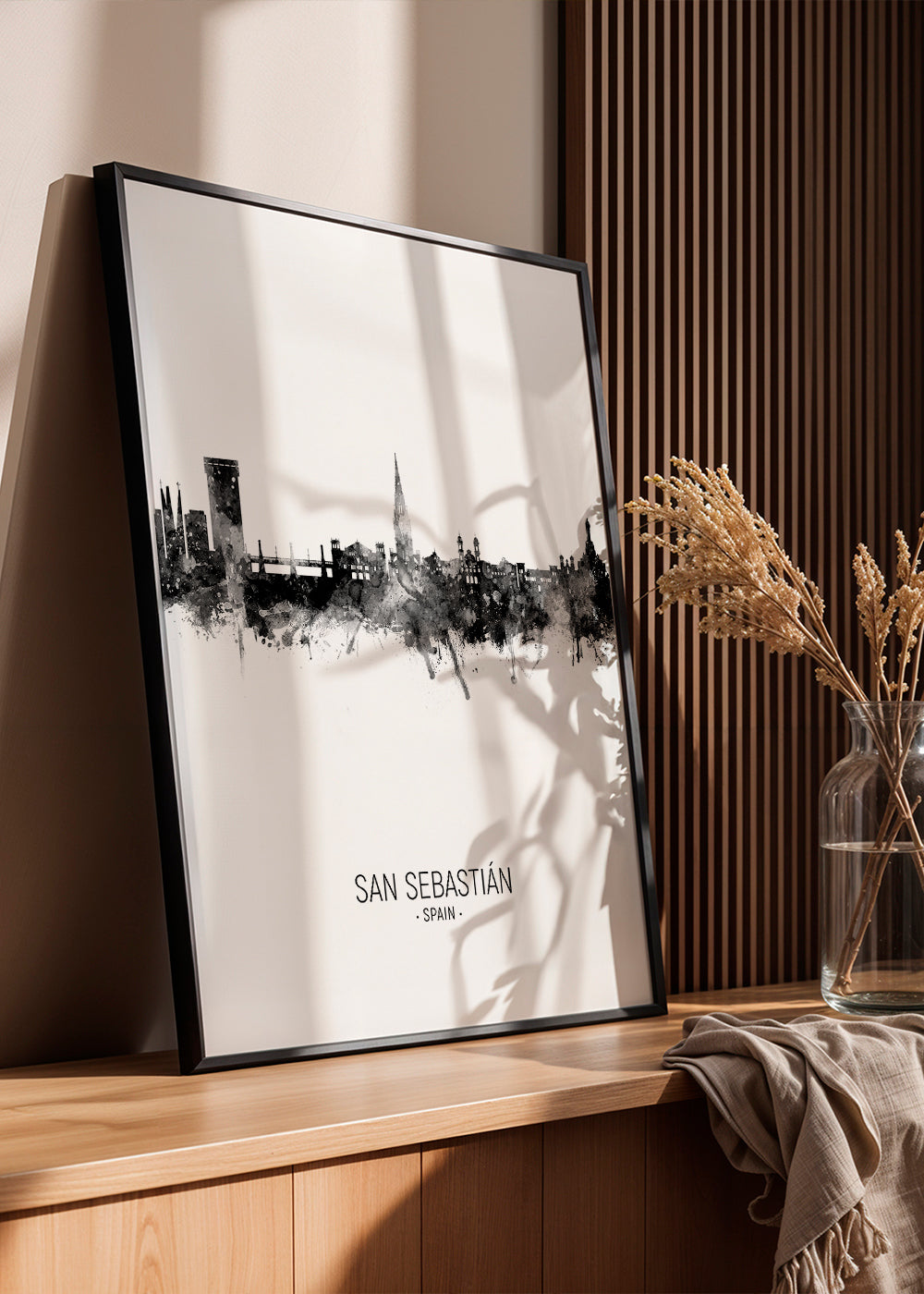 San Sebastián Skyline en blanco y negro