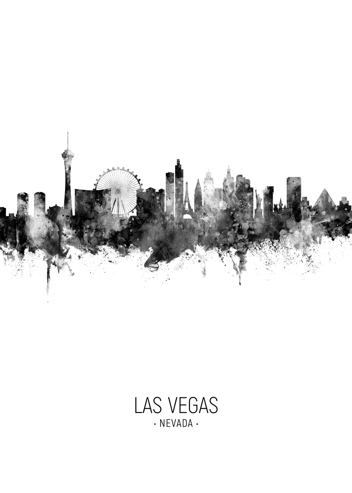 Las Vegas Skyline en blanco y negro - Unframed art print