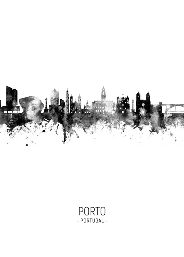 Porto Skyline en blanco y negro